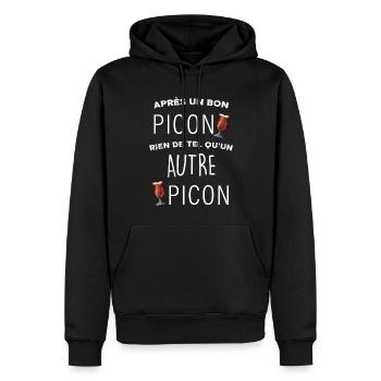 Apres un bon picon cadeau pour mon papa, papy - Sweat à capuche Premium bio Homme - noir - Devant - Nico (187cm)