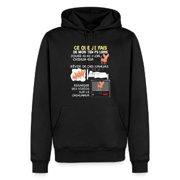 Temps Libre Avec Chien Chihuahua - Sweat à capuche Premium bio Homme - noir - Devant - Nico (187cm)