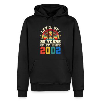 Level 20 2002 Anniversary Gamer 20 Jahre - Männer Premium Bio Hoodie - Schwarz - Vorne - Nico (187cm)