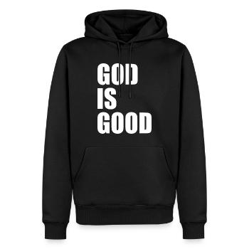 God is good - Männer Premium Bio Hoodie - Schwarz - Vorne - Nico (187cm)
