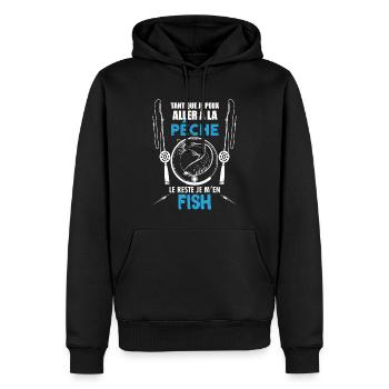 pêcheur cadeaux de pêche - Sweat à capuche Premium bio Homme - noir - Devant - Nico (187cm)