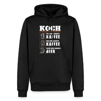 Mein Tagesablauf als Koch - Männer Premium Bio Hoodie - Schwarz - Vorne - Nico (187cm)