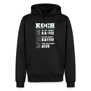 Mein Tagesablauf als Koch - Männer Premium Bio Hoodie - Schwarz - Vorne - Nico (187cm)