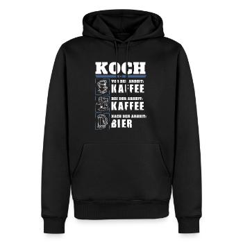 Mein Tagesablauf als Koch - Männer Premium Bio Hoodie - Schwarz - Vorne - Nico (187cm)