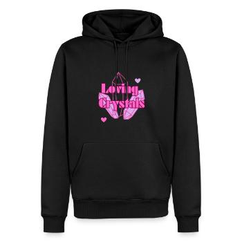 Loving Crystals (Positive Design) - Men’s Premium Organic Hoodie - black - Front - Nico (187cm)