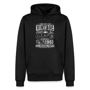 1961 Vintage Anniversaire Cafe Racer Moto - Sweat à capuche Premium bio Homme - noir - Devant - Nico (187cm)