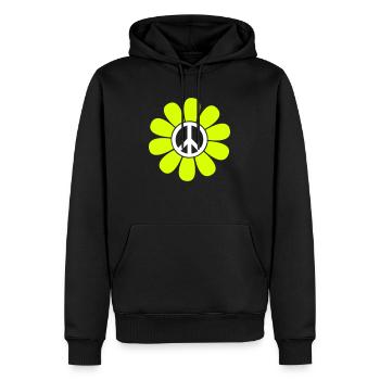 Peace Blume Flower Power Peace Symbol Zeichen - Männer Premium Bio Hoodie - Schwarz - Vorne - Nico (187cm)