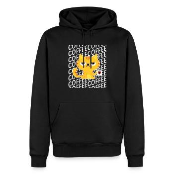 Coffein Kaffee Katze Morgenmuffel Spruch Tasse - Männer Premium Bio Hoodie - Schwarz - Vorne - Nico (187cm)
