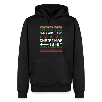 Noël Dicton Amour Couples Cadeau de couple - Sweat à capuche Premium bio Homme - noir - Devant - Nico (187cm)