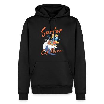 Surfer Cat Pizza - Lustige Katzen - Männer Premium Bio Hoodie - Schwarz - Vorne - Nico (187cm)