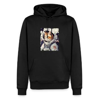 Katze Spacecat Astronaut Kater Weltall - Männer Premium Bio Hoodie - Schwarz - Vorne - Nico (187cm)