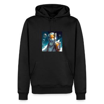 Renard de l’espace dans l’espace - Sweat à capuche Premium bio Homme - noir - Devant - Nico (187cm)