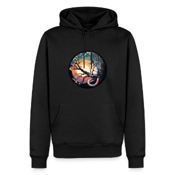 Katze Sonnenaufgang - Männer Premium Bio Hoodie - Schwarz - Vorne - Nico (187cm)