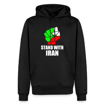 Stand with iran - Männer Premium Bio Hoodie - Schwarz - Vorne - Nico (187cm)