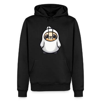 paresseux Halloween bande dessinée fantôme - Sweat à capuche Premium bio Homme - noir - Devant - Nico (187cm)