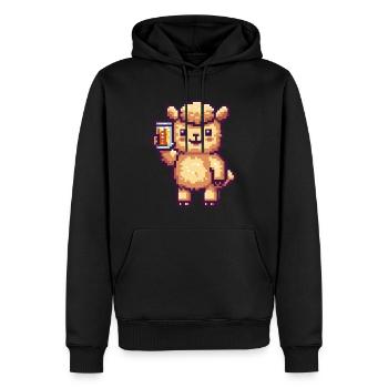 Alpaka Llama Pixel Bier - Männer Premium Bio Hoodie - Schwarz - Vorne - Nico (187cm)