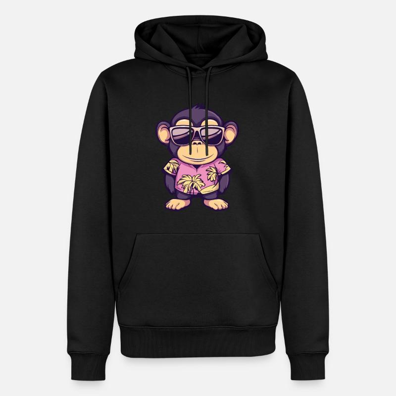 Affe Comic Lustig Sommer - Männer Premium Bio Hoodie - Schwarz