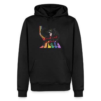Black cat - Sweat à capuche Premium bio Homme - noir - Devant - Nico (187cm)