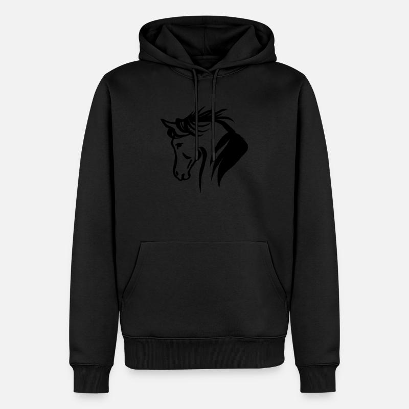 Cheval - Sweat à capuche Premium bio Homme - noir