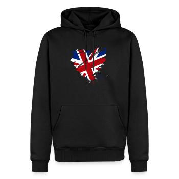 Coeur Grande-Bretagne Angleterre Football Union Jack Pub - Sweat à capuche Premium bio Homme - noir - Devant - Nico (187cm)