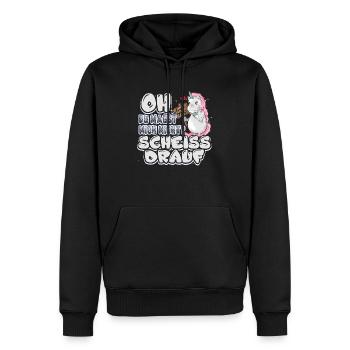 Einhorn - scheiß drauf - Männer Premium Bio Hoodie - Schwarz - Vorne - Nico (187cm)