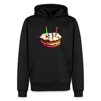 gâteau anniversaire - Sweat à capuche Premium bio Homme - noir - Devant - Nico (187cm)