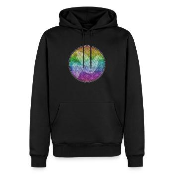 Regenbogen Peace Hippie Frieden Weltfrieden - Männer Premium Bio Hoodie - Schwarz - Vorne - Nico (187cm)