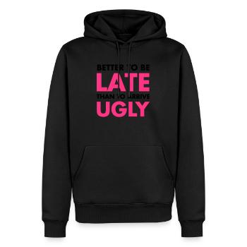 Late - Sweat à capuche Premium bio Homme - noir - Devant - Nico (187cm)