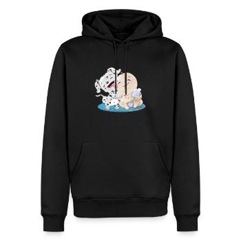 Dalmatiner mit Baby - Männer Premium Bio Hoodie - Schwarz - Vorne - Nico (187cm)