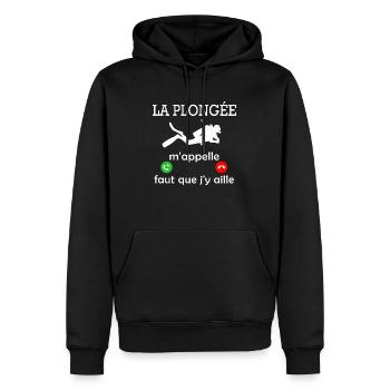 la plongée m'appelle - cadeau humour plongeur - Sweat à capuche Premium bio Homme - noir - Devant - Nico (187cm)
