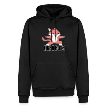 cool comme un cadeau du patron yoga cat fun surfer - Sweat à capuche Premium bio Homme - noir - Devant - Nico (187cm)