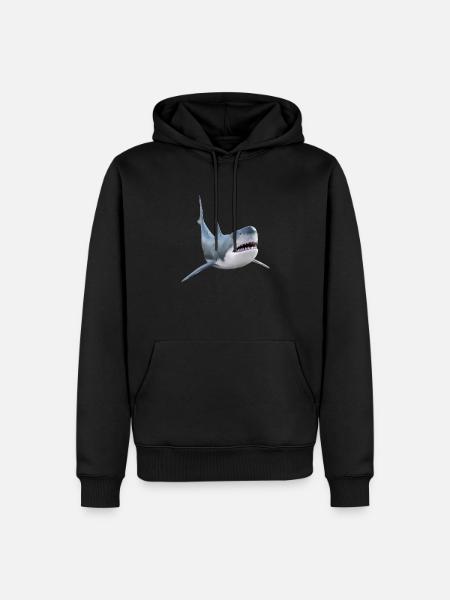 White shark, shark - Men’s Premium Organic Hoodie - black