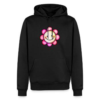 Fleur rose heureuse de marguerite d’aquarelle - Sweat à capuche Premium bio Homme - noir - Devant - Nico (187cm)