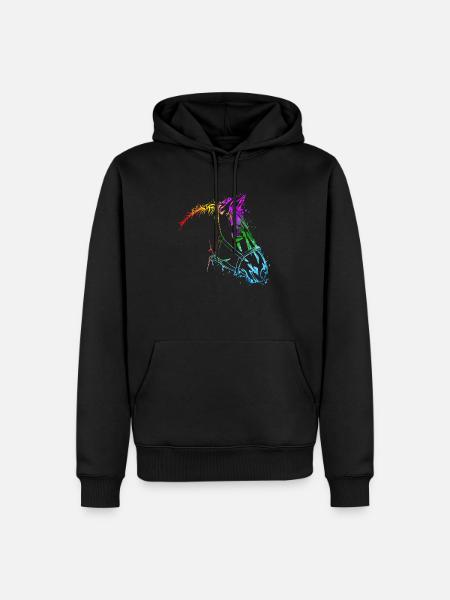 Pferdekopf Bunt Pferd Pferde - Männer Premium Bio Hoodie - Schwarz