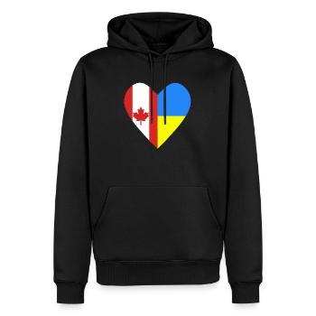 Kanada Ukraine Herz - Männer Premium Bio Hoodie - Schwarz - Vorne - Nico (187cm)