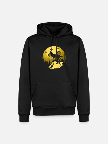 Mond Wolf Howling Ängstliche Person Geschenk - Männer Premium Bio Hoodie - Schwarz