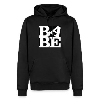 Babe WordPlay art original 4 - Sweat à capuche Premium bio Homme - noir - Devant - Nico (187cm)