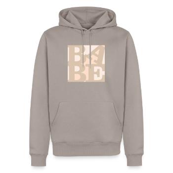 Babe WordPlay art original 1 - Sweat à capuche Premium bio Homme - taupe - Devant - Nico (187cm)