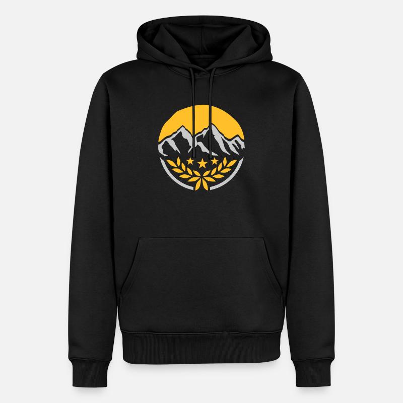 Rund Stempel Berge Lorbeerkranz - Männer Premium Bio Hoodie - Schwarz
