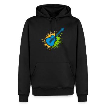 Éclaboussures colorées de gouttes de guitariste de couleur - Sweat à capuche Premium bio Homme - noir - Devant - Nico (187cm)