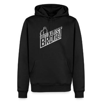 Texte Mondes ok Frère - Sweat à capuche Premium bio Homme - noir - Devant - Nico (187cm)