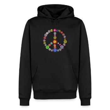 Flower Power Peace Blumen - Männer Premium Bio Hoodie - Schwarz - Vorne - Nico (187cm)