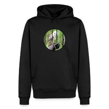 Chouette - Sweat à capuche Premium bio Homme - noir - Devant - Nico (187cm)