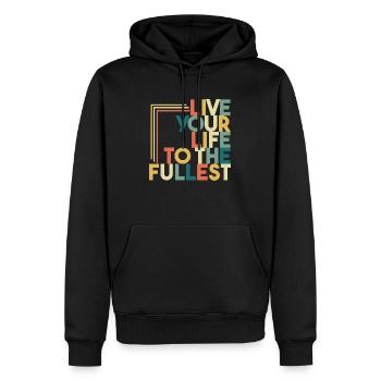 Live Your Life To The Fullest - Männer Premium Bio Hoodie - Schwarz - Vorne - Nico (187cm)