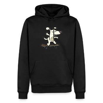 Chien sur skateboard - Sweat à capuche Premium bio Homme - noir - Devant - Nico (187cm)