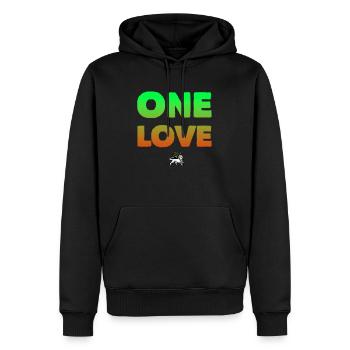 One Love Rastafari - Sweat à capuche Premium bio Homme - noir - Devant - Nico (187cm)