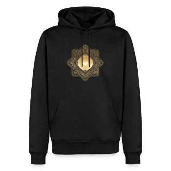 MANDALA 026 - Sweat à capuche Premium bio Homme - noir - Devant - Nico (187cm)
