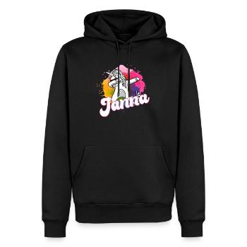 JANNA - Beau nom avec une licorne tamponnante - Sweat à capuche Premium bio Homme - noir - Devant - Nico (187cm)