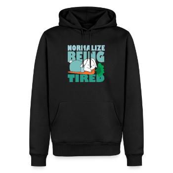 Normalize Being Tired - Süßer Schlafender Hase - Männer Premium Bio Hoodie - Schwarz - Vorne - Nico (187cm)