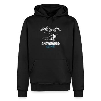 Snowboard Snowboarding Shirt - Board Love Vintage - Männer Premium Bio Hoodie - Schwarz - Vorne - Nico (187cm)